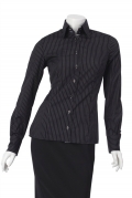 Long Sleeve 2 Button Collar Shirt Contrast Trim_4