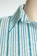 Short Sleeve Two Tone Stripe Shirt Bias Cut Tri_1