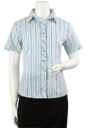 Short Sleeve Two Tone Stripe Shirt Bias Cut Tri_2